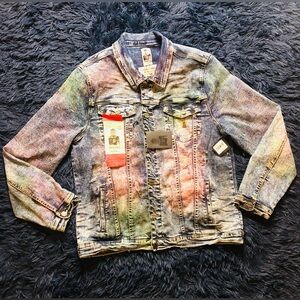 NWT INDUSTRIAL INDIGO Men’s Blue Denim Jacket With Clear splash. Size 3XL